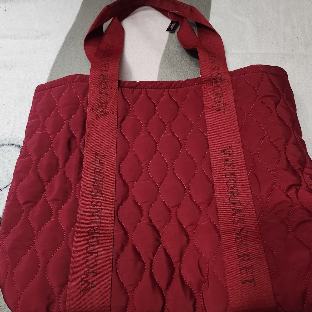 Victoria's Secret Red Quilted Tote Bag
